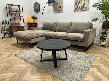 Licht Bruine Velvet Hoekzetel ~ Losse Kussens Met Afneembare Hoezen