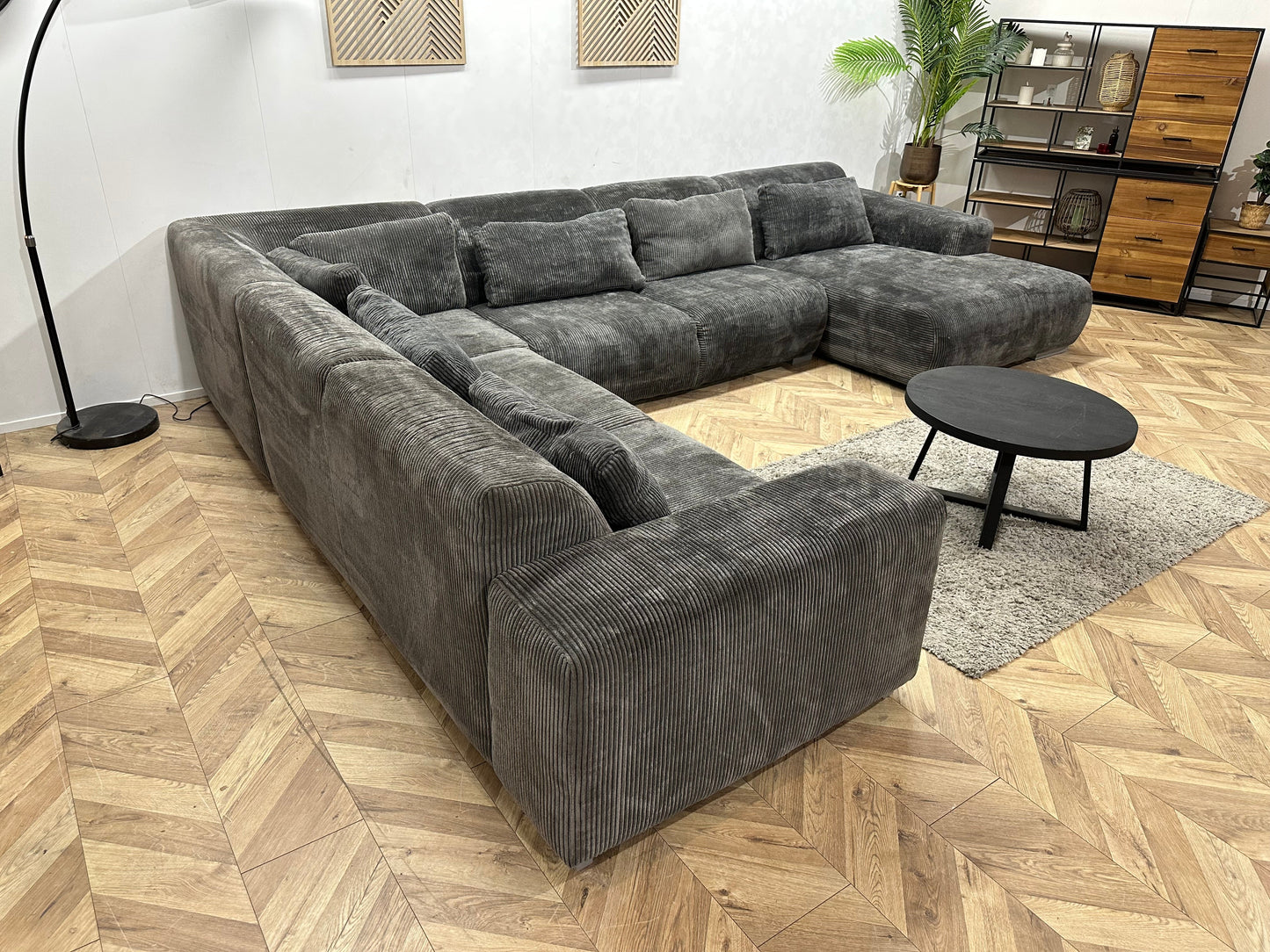 Antraciet Ribstof U Zetel ~ Losse Rugkussens