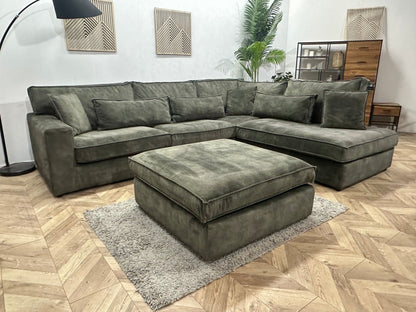 Donker Groene Velvet Hoekzetel Inc Hocker ~ Losse Kussens Met Afneembare Hoezen