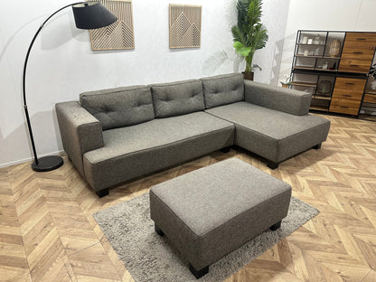 Antraciet Hoekzetel Inc Hocker ~ Losse Rugkussens Met Afneembare Hoezen