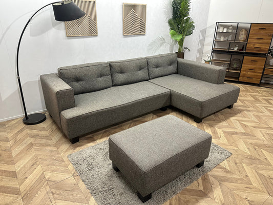 Antraciet Hoekzetel Inc Hocker ~ Losse Rugkussens Met Afneembare Hoezen