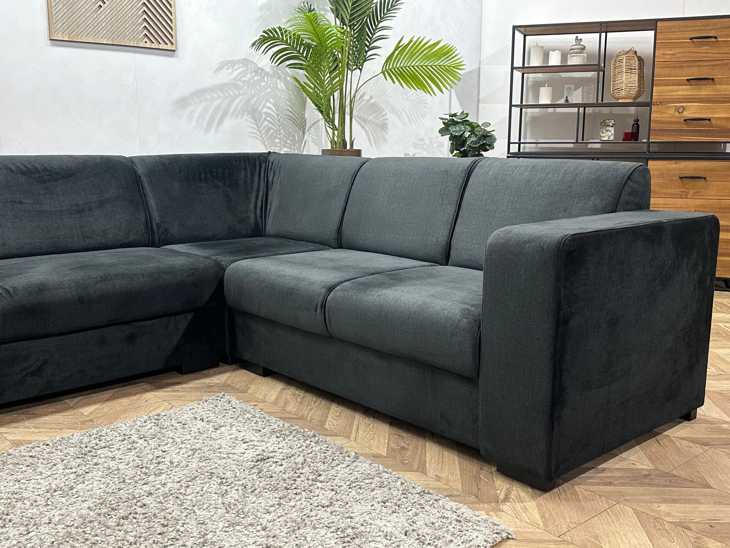 !Showroommodel! Zwarte Velvet Hoekzetel