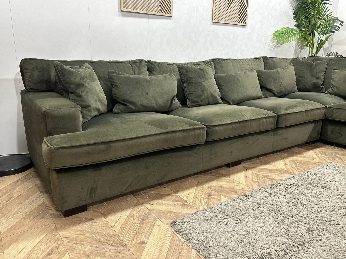 Groene Velvet Ruime Hoekzetel ~ Losse Kussens Met Afneembare Hoezen