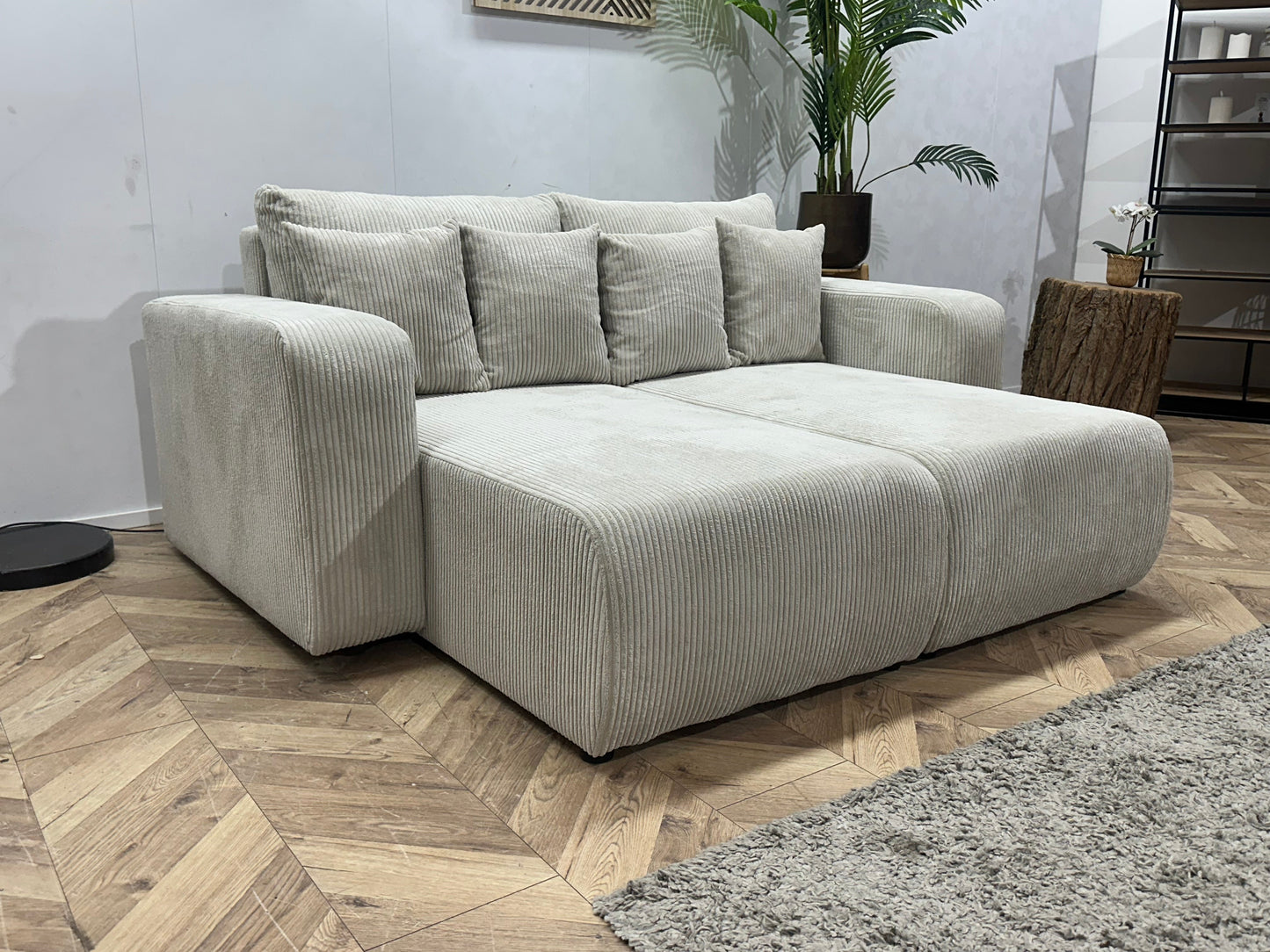 !Showroommodel! Witte Ribstof Lounge Zetel