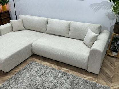 !Showroommodel! Witte/Crème Bouclé Hoekzetel