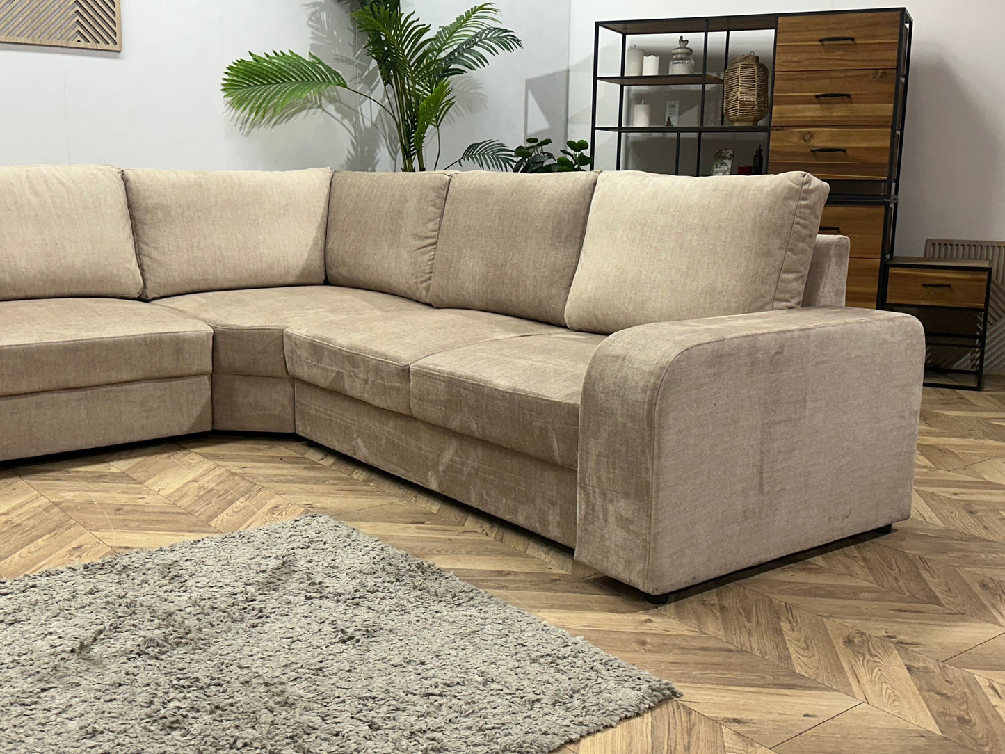 !Showroommodel! Beige Velvet U Zetel