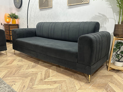 Zwarte Velvet Zetels Set ~ Vaste Kussens