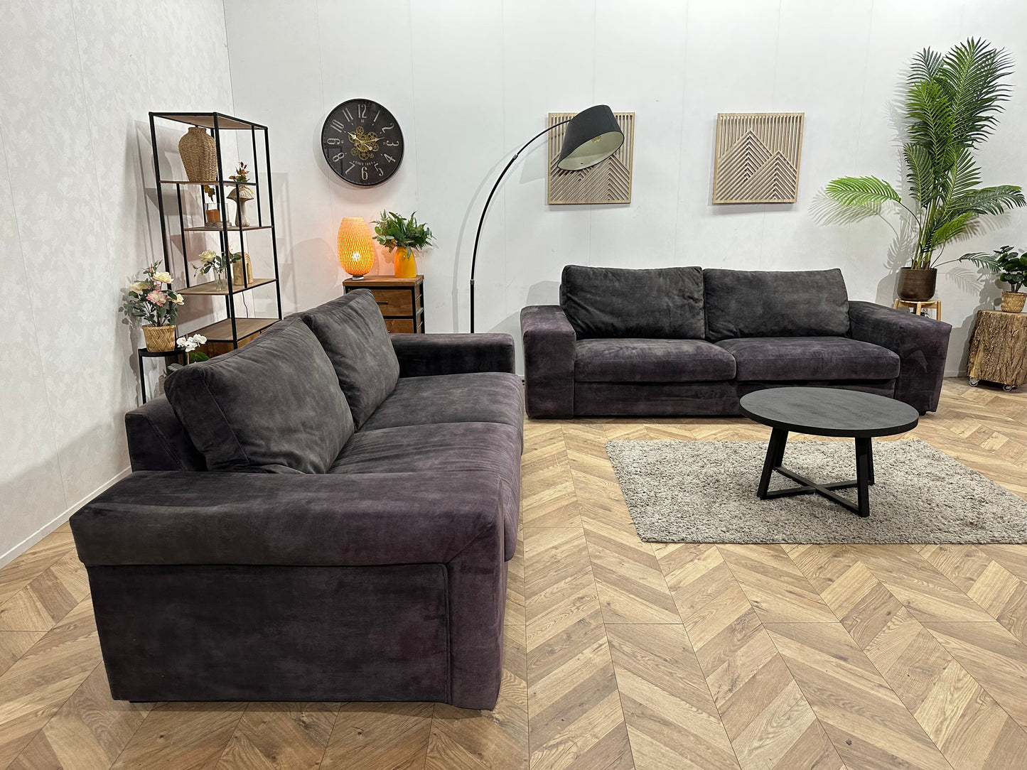 Antraciet Velvet Zetels Set ~ Losse Kussens