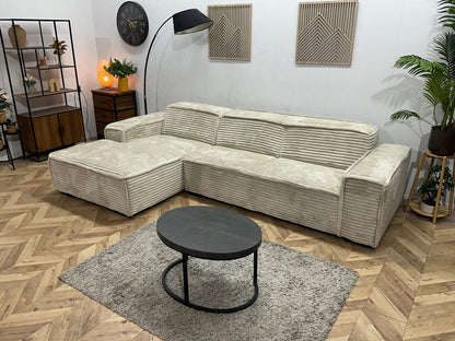 !Showroommodel! Witte/Crème Ribstof Hoekzetel