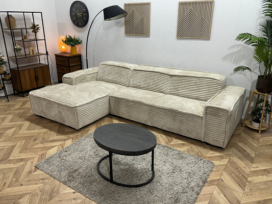 !Showroommodel! Witte/Crème Ribstof Hoekzetel