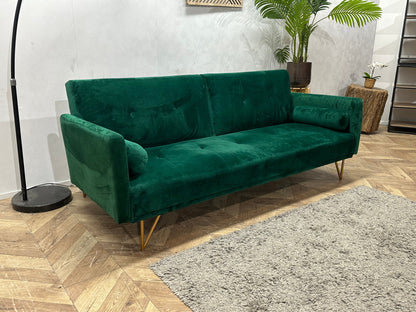 Groene Velvet 2.5-Zits Zetel ~ Slaapfunctie