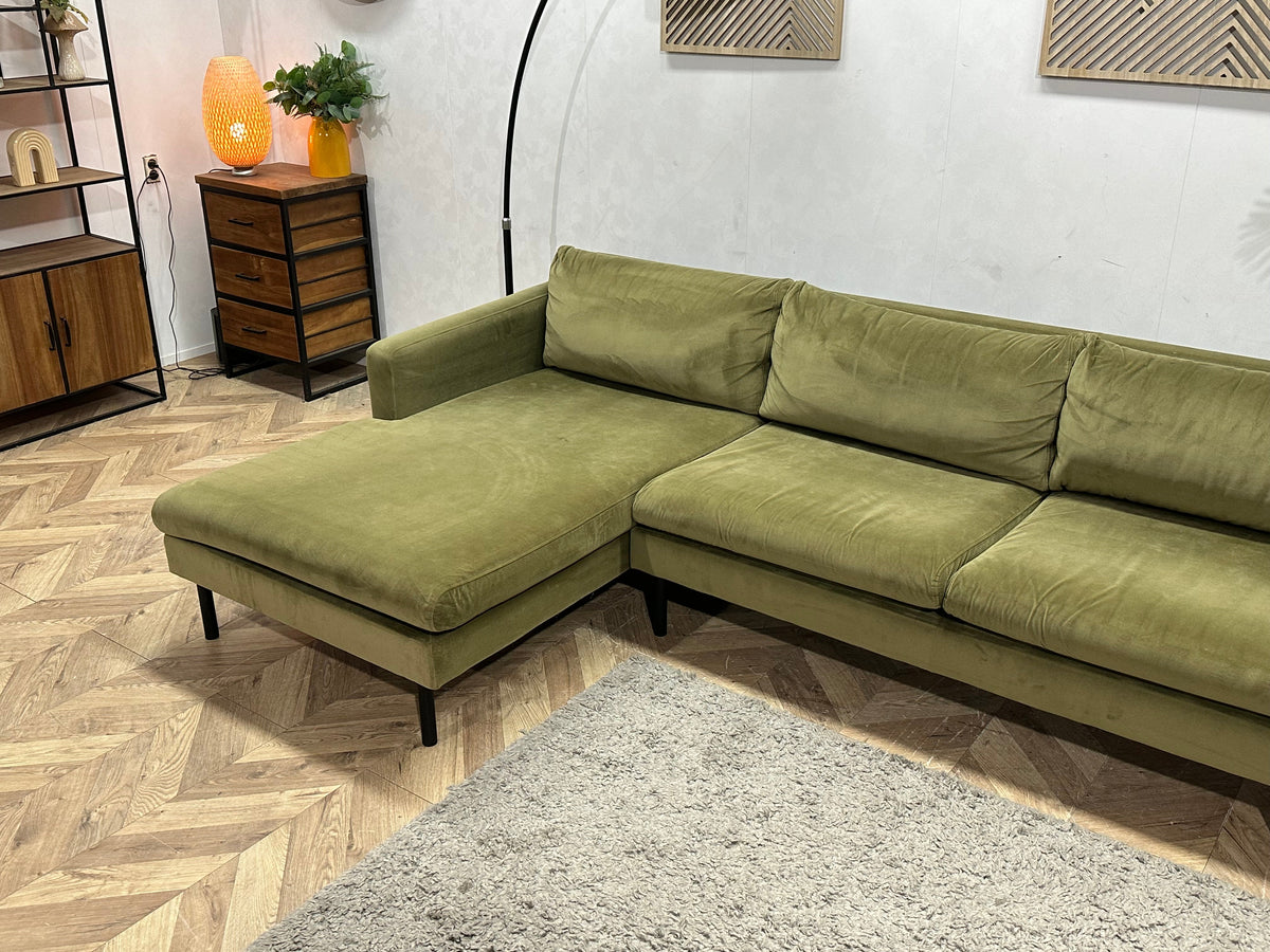 Groene Velvet Hoekzetel ~ Losse Kussens Met Afneembare Hoezen