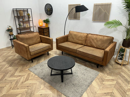 Be Pure Cognac Bruine Suede Stoffen Zetels Set ~ Losse Kussens Met Afneembare Hoezen