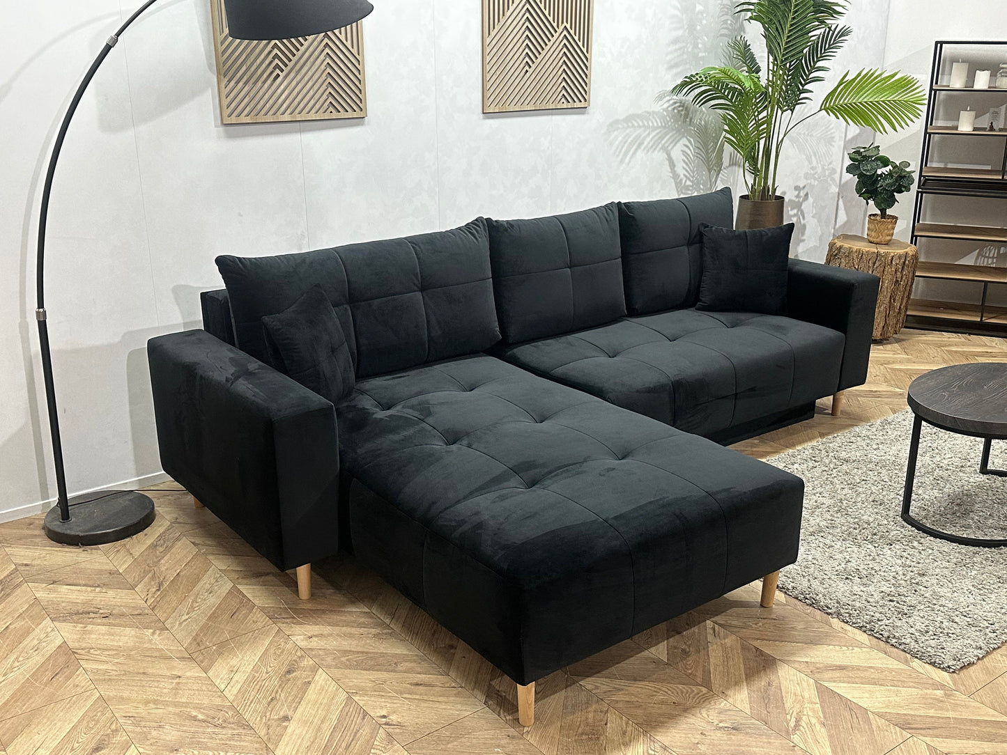 !Showroommodel! Zwarte Velvet Hoekzetel