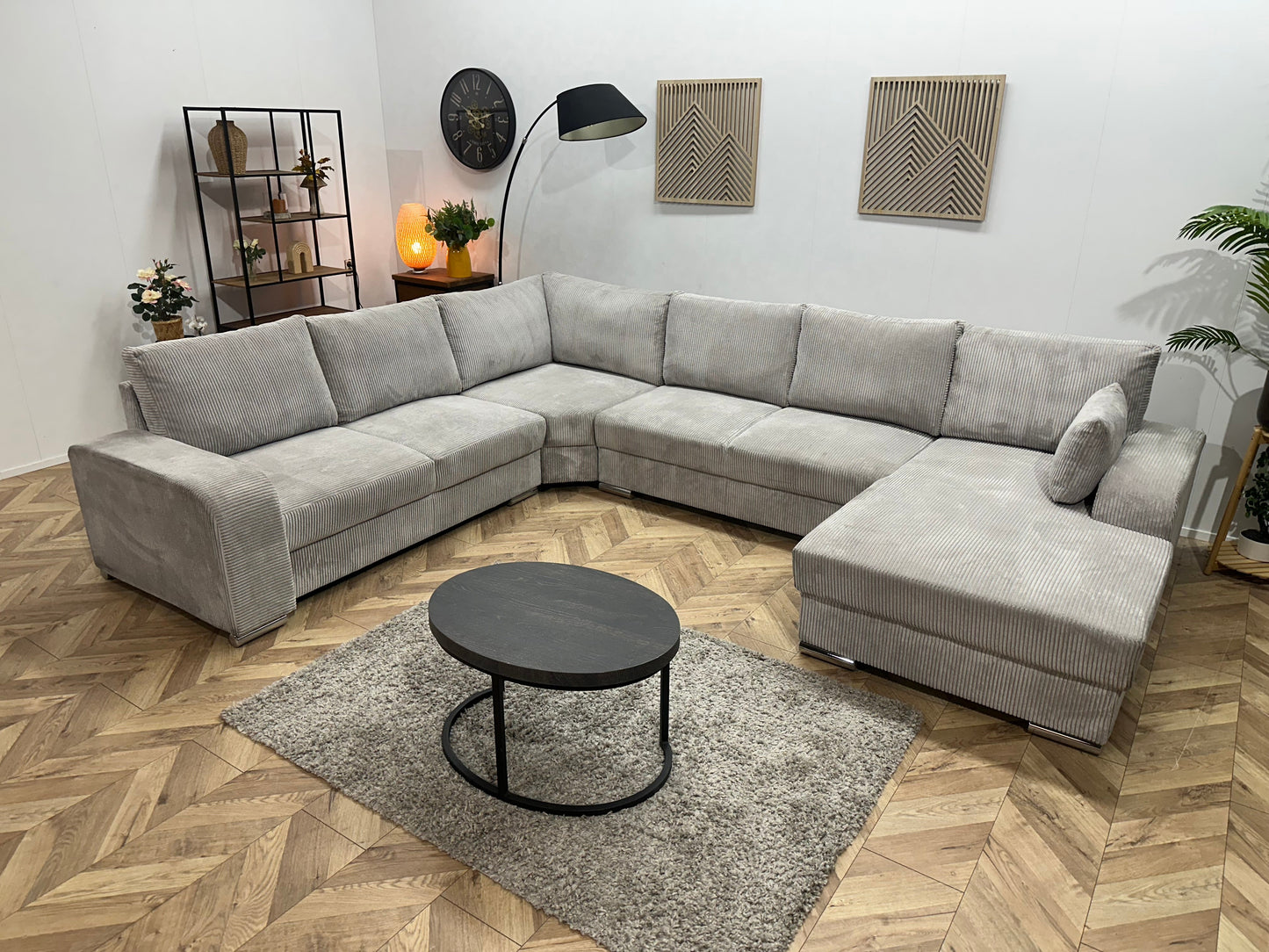 !Showroommodel! Licht Grijze Ribstof U Zetel