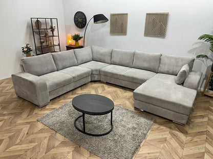 !Showroommodel! Licht Grijze Ribstof U Zetel