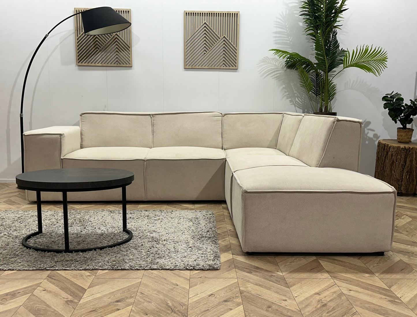 !Showroommodel! Crème Suède Stoffen Hoekzetel