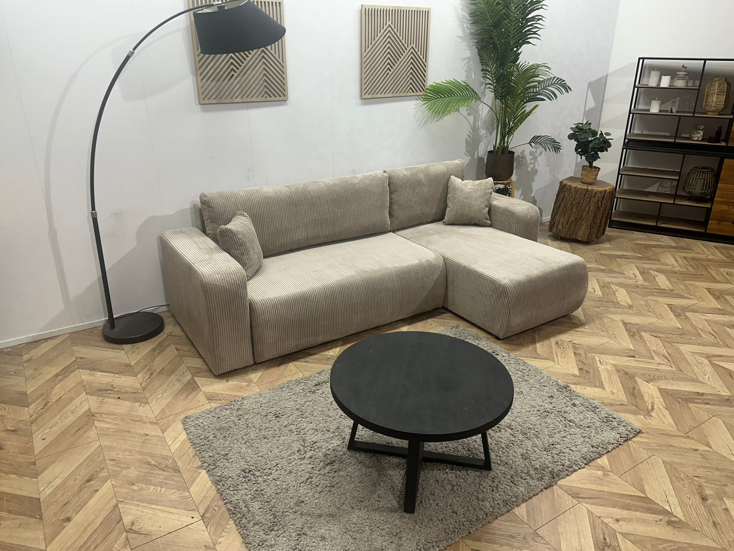 !Showroommodel! Licht Bruine Ribstof Hoekzetel
