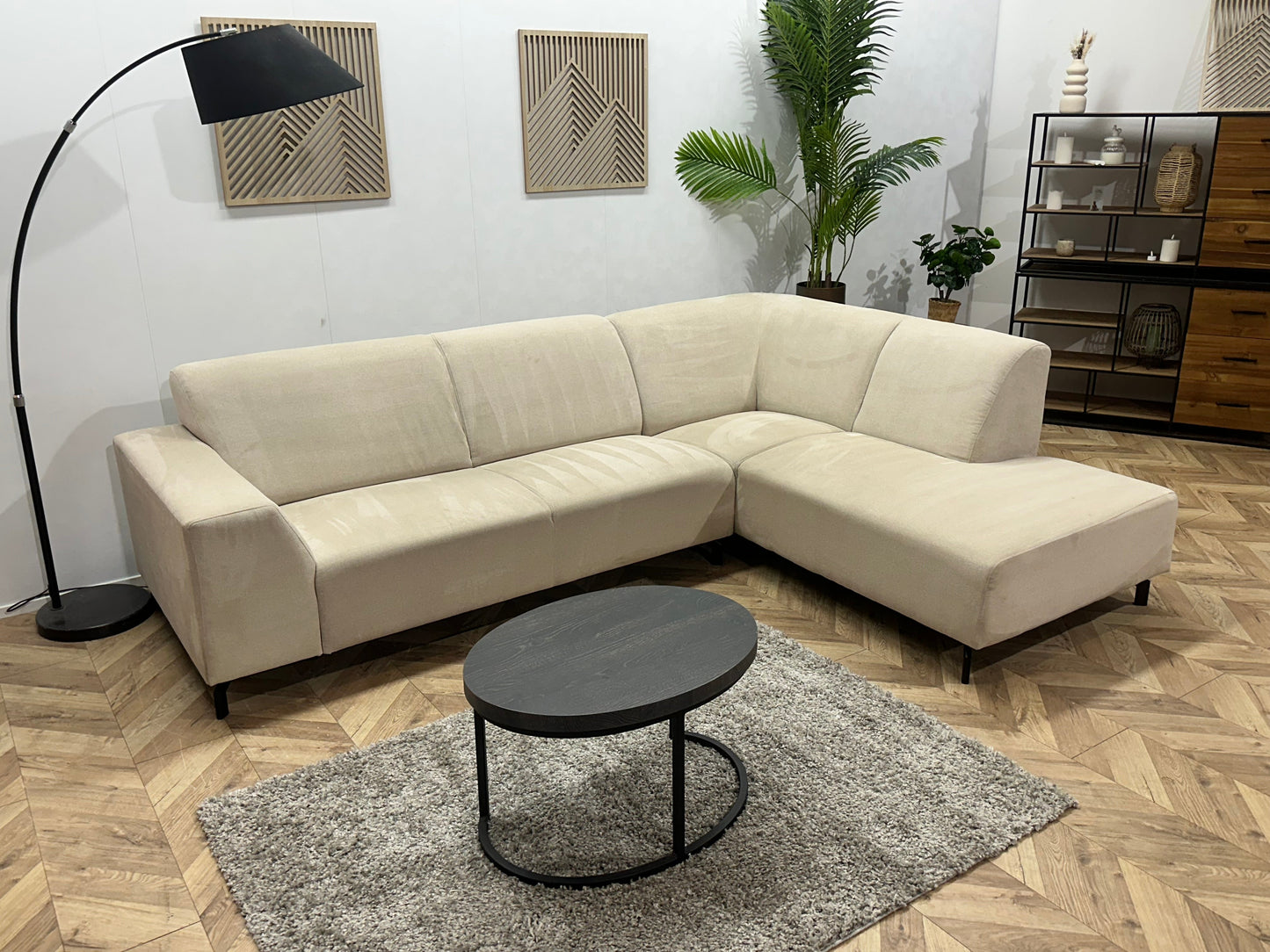 !Showroommodel! Crème Suède Stoffen Hoekzetel