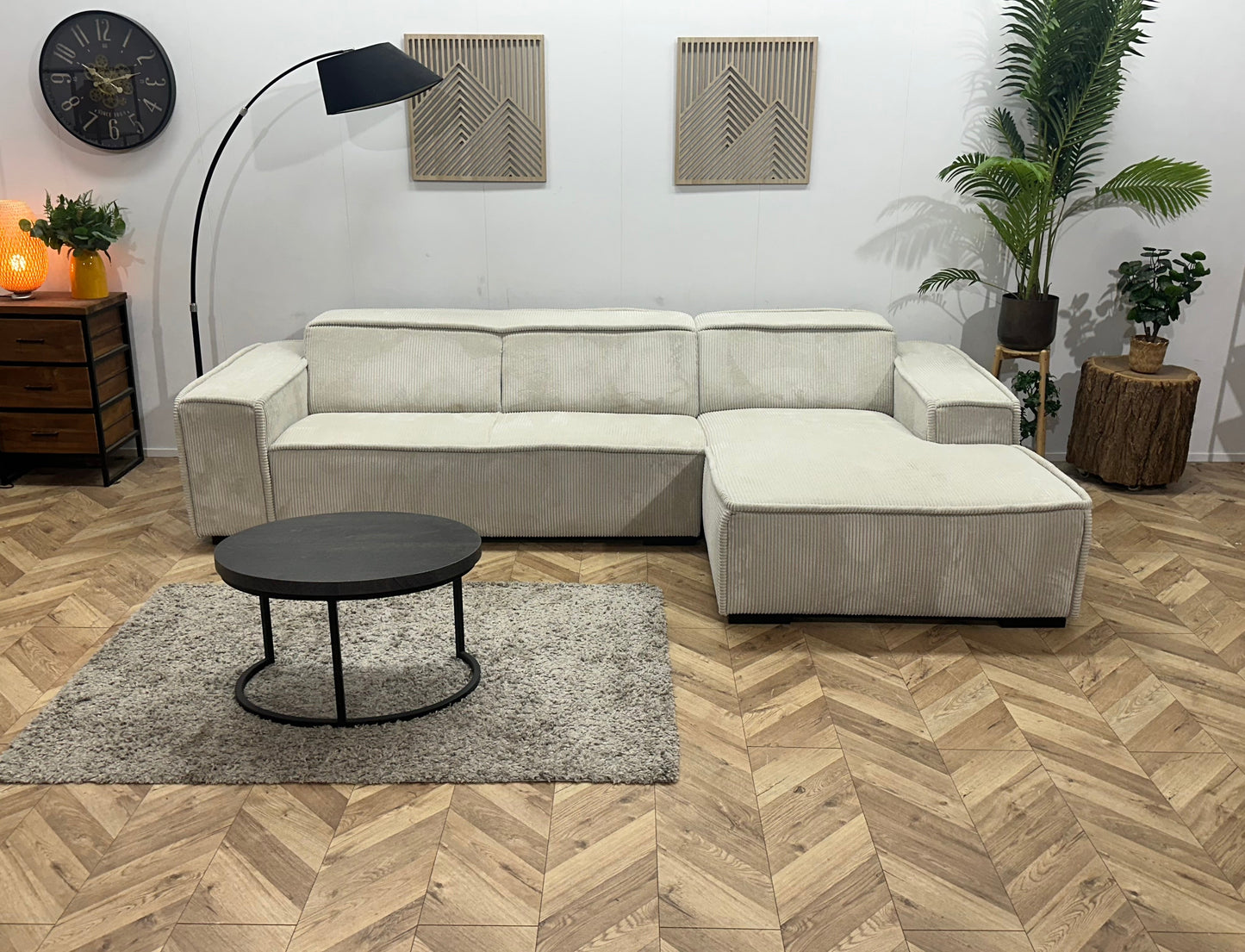 !Showroommodel! Witte Ribstof Hoekzetel