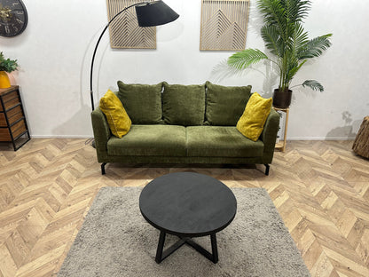 Groene Velvet 2.5-Zits Zetel ~ Losse Rugkussens Met Afneembare Hoezen