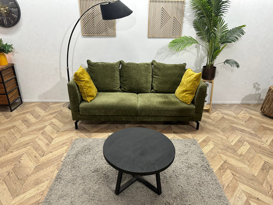 Groene Velvet 2.5-Zits Zetel ~ Losse Rugkussens Met Afneembare Hoezen