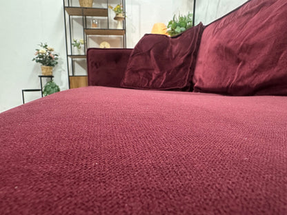 Bordeaux Rode Velvet Hoekzetel ~ Losse Kussens Met Afneembare Hoezen