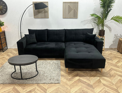 !Showroommodel! Zwarte Velvet Hoekzetel