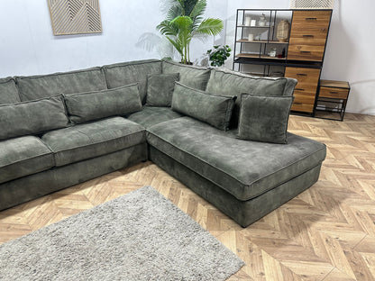 Donker Groene Velvet Hoekzetel Inc Hocker ~ Losse Kussens Met Afneembare Hoezen