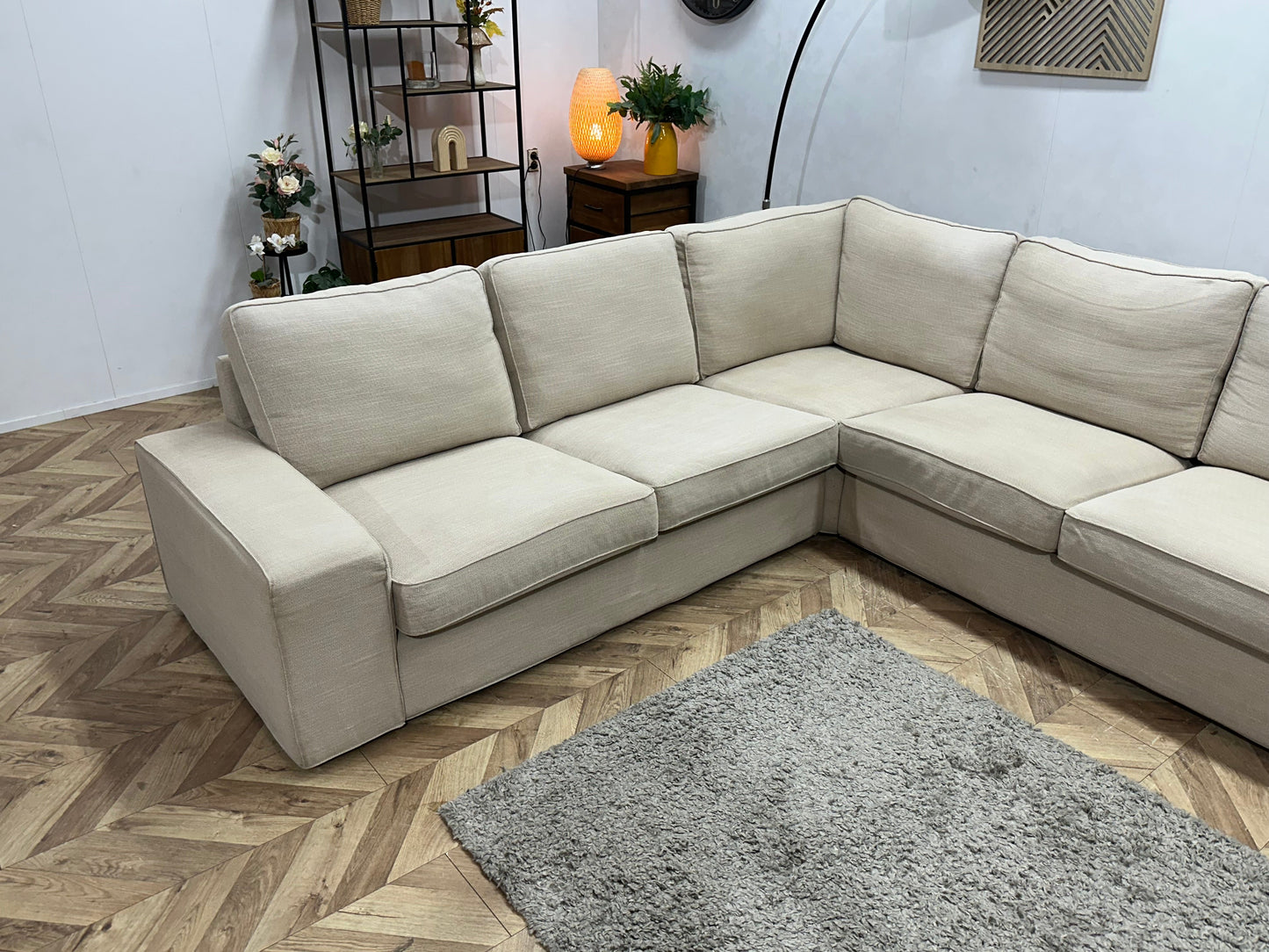 Beige Hoekzetel ~ Losse Kussens Met Afneembare Hoezen