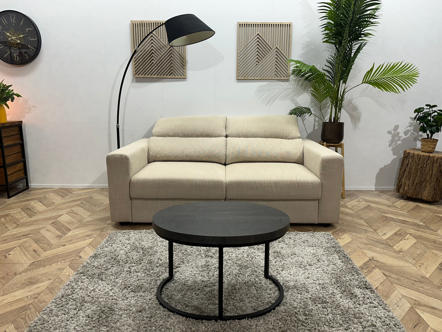 Beige 2.5-Zits Zetel ~ Verstelbare Hoofdsteunen
