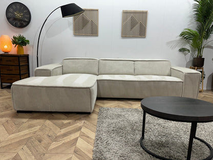 !Showroommodel! Crème Ribstof Hoekzetel ~ Vaste Kussens