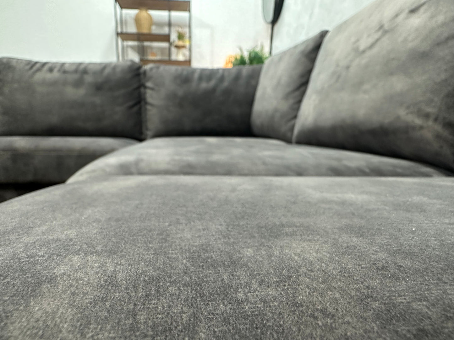 Antraciet Velvet Hoekzetel ~ Losse Kussens Met Afneembare Hoezen