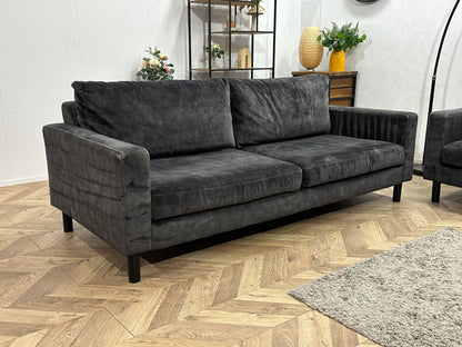 Antraciet Velvet Zetels Set ~ Losse Kussens Met Afneembare Hoezen