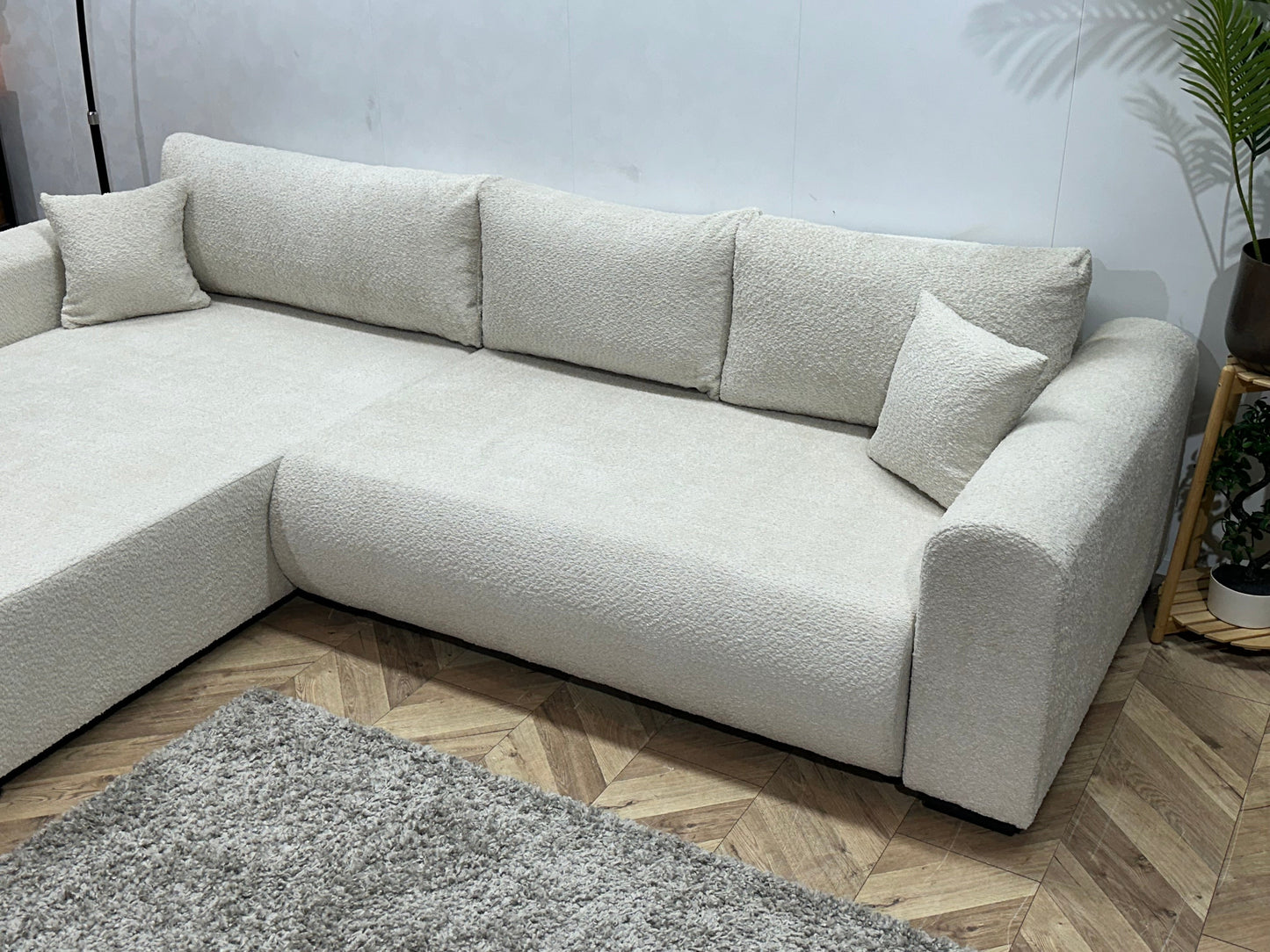 !Showroommodel! Witte Bouclé Hoekzetel
