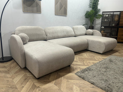 !Showroommodel! Taupe Chenille Stoffen U Zetel