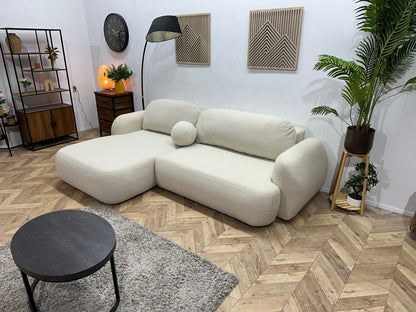 !Showroommodel! Crème Bouclé Stof Hoekzetel ~ Losse Rugkussens