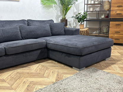Antraciet Velvet U Zetel ~ Losse Kussens Met Afneembare Hoezen