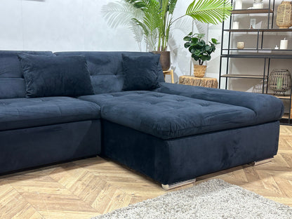 !Showroommodel! Zwarte Velvet U Zetel ~ Slaapfunctie