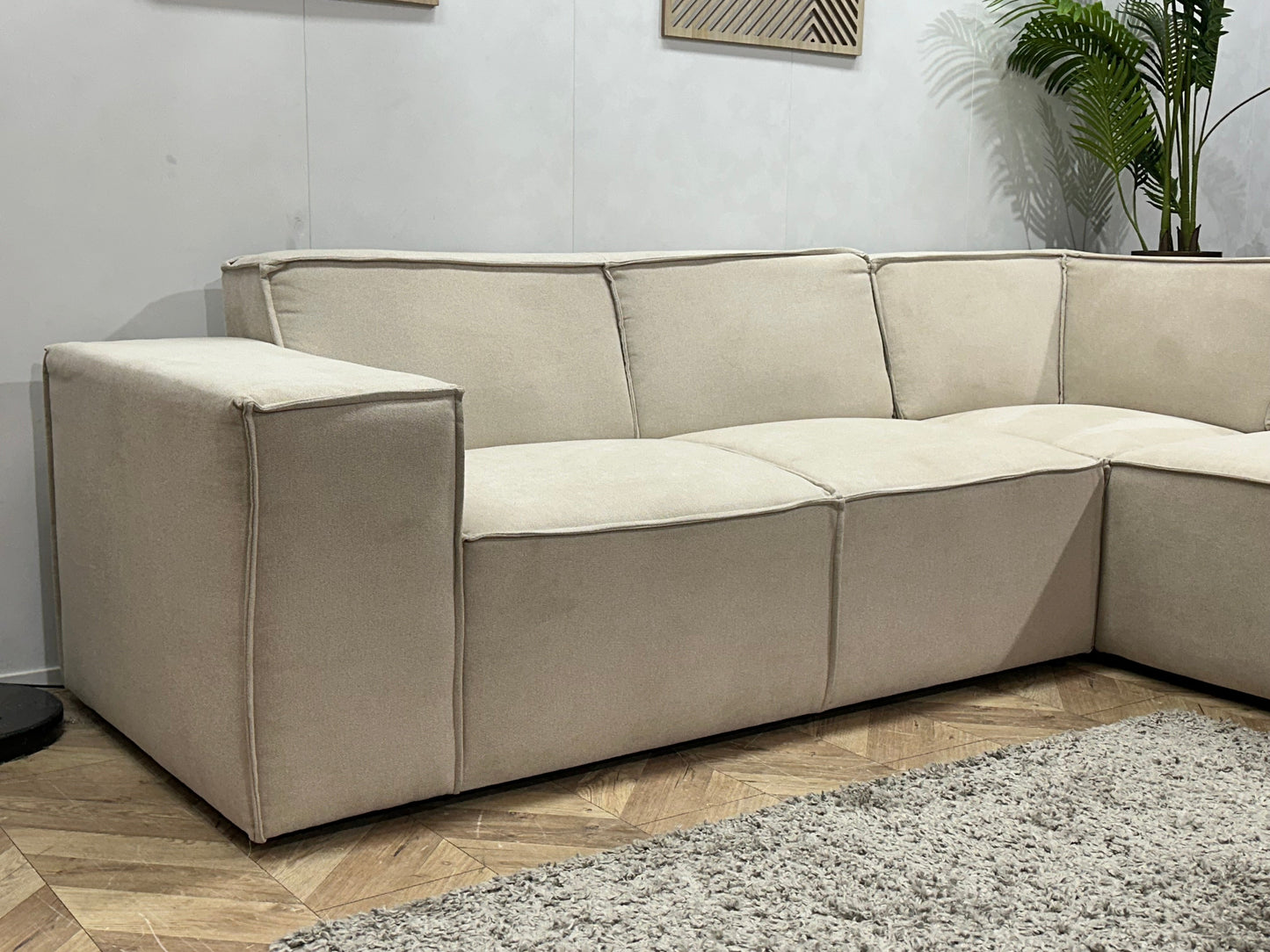 !Showroommodel! Crème Suède Stoffen Hoekzetel