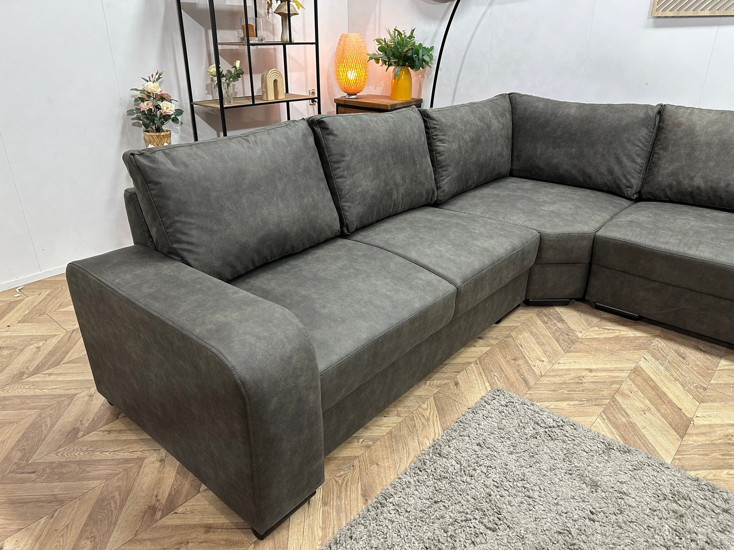 !Showroommodel! Antraciet Suède Stoffen U Zetel