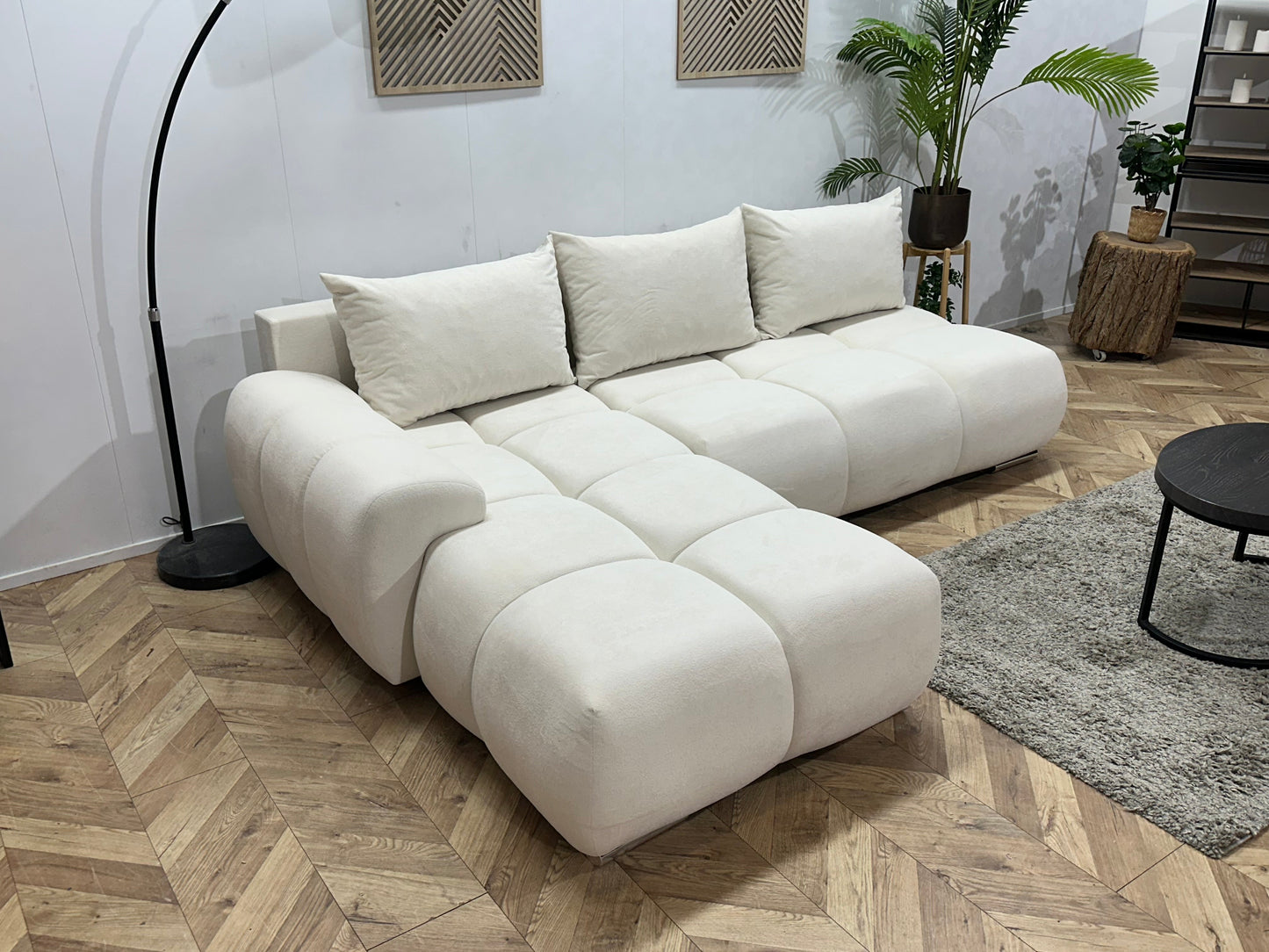 !Showroommodel! Witte Velvet Hoekzetel