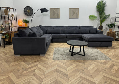 Antraciet Velvet U Zetel ~ Losse Kussens Met Afneembare Hoezen