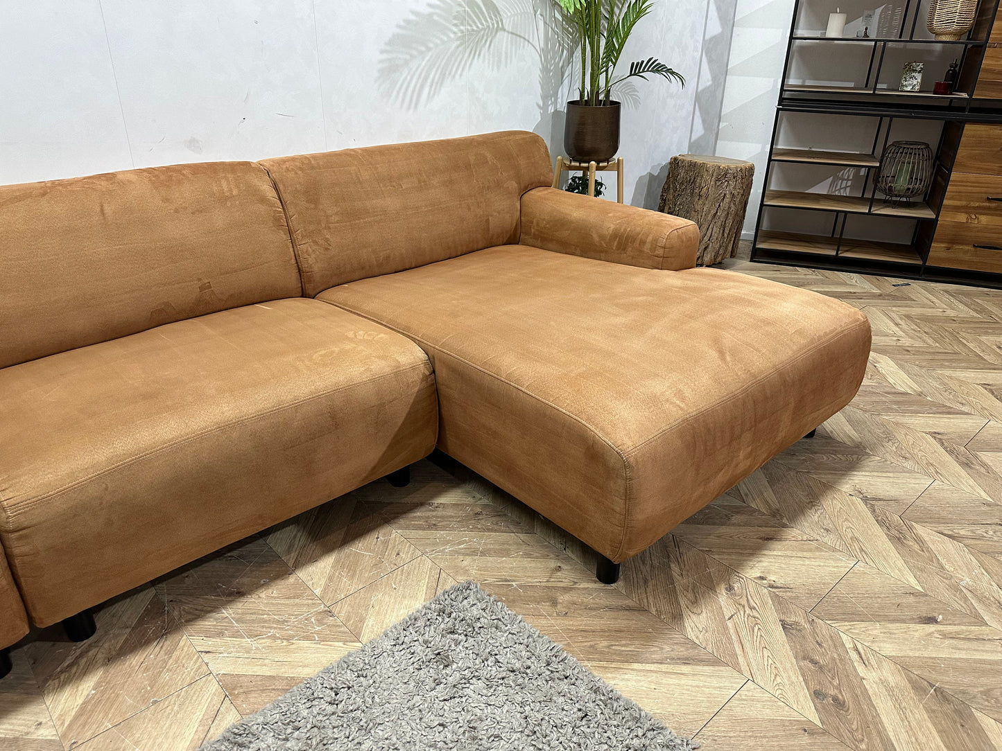 Cognac Bruine Suède Stoffen Hoekzetel ~ Vaste Kussens