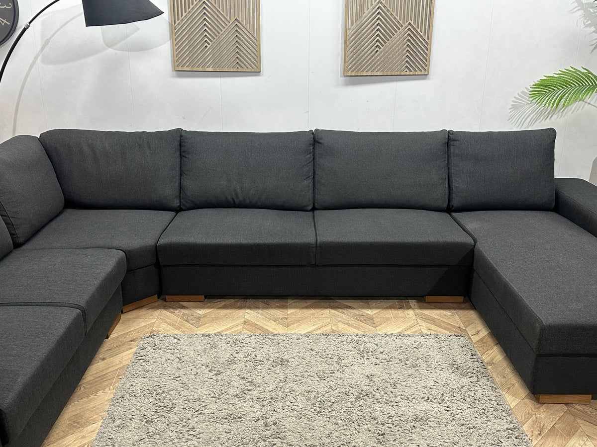 Antraciet U Zetel ~ Losse Rugkussens Met Afneembare Hoezen