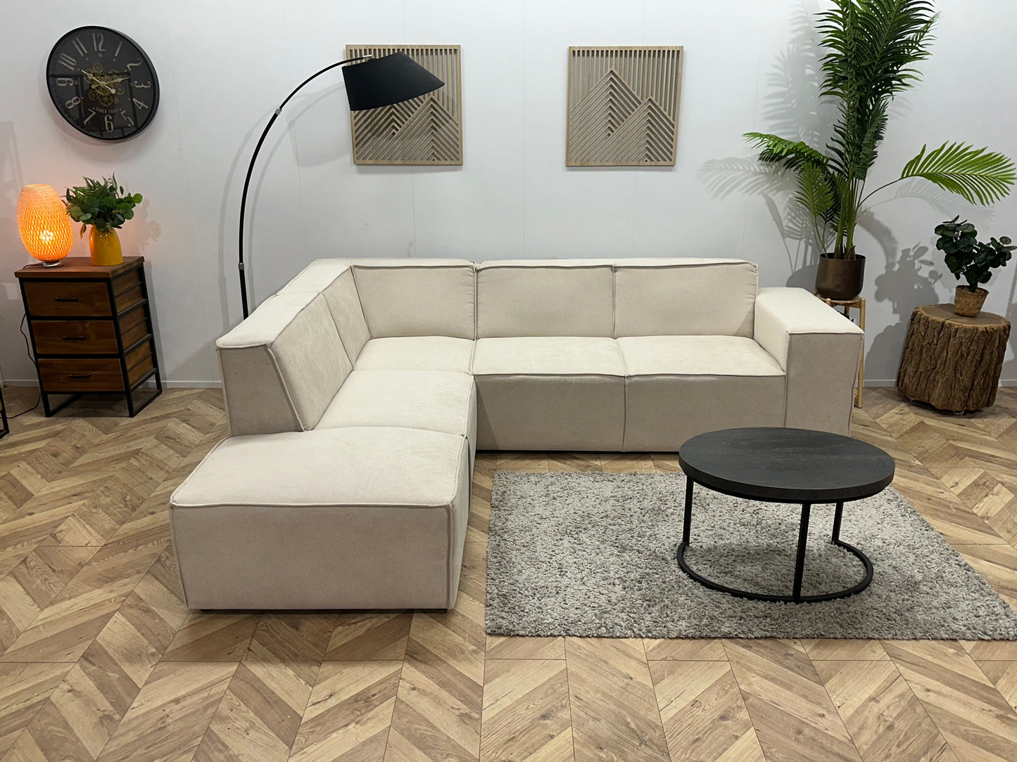 !Showroommodel! Crème Suède Stoffen Hoekzetel