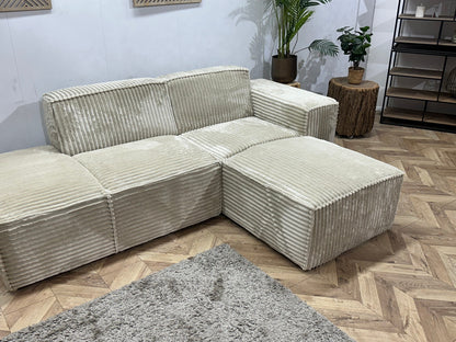 !Showroommodel! Witte/Crème Ribstof Design Hoekzetel
