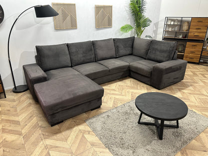 Antraciet Velvet U Zetel ~ Losse Rugkussens Met Afneembare Hoezen