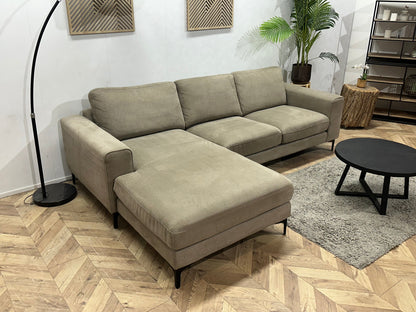 Beige Suède Stoffen Hoekzetel ~ Losse Kussens Met Afneembare Hoezen