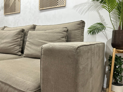 Room108 Beige Suède Stoffen Hoekzetel ~ Losse Kussens Met Afneembare Hoezen
